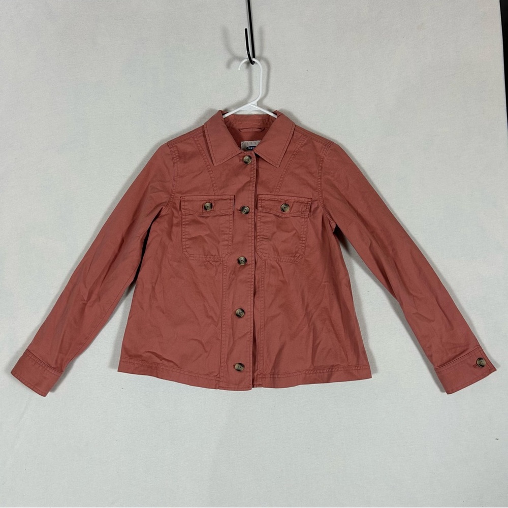 Old Navy Pink Rose Swing Utility Jacket Women’s XS Button Front Collared Pockets